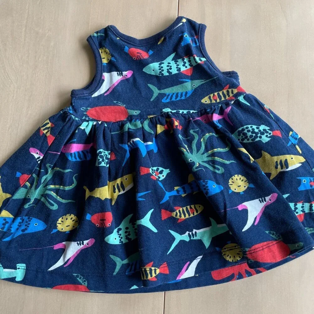 Hanna Andersson Baby‎ Print Dress & Bloomer Set, Aquarium - Size 6-12 Months